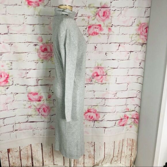 🔥5 for $25🔥 ABOUND NWOT Ribbed Mock Neck Midi Dress In Grey Light Heather - Picture 8 of 12